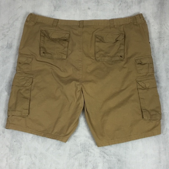 Boulder Creek Cargo Shorts Mens 54 Big Cotton Elastic Panels Velcro Pockets - Picture 2 of 13